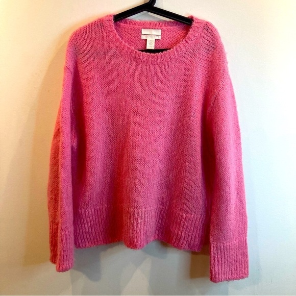 H&M Sz M Oversized Alpaca &  Wool Soft Crew Neck Cozy Barbiecore Ballet Sweater - Picture 1 of 7